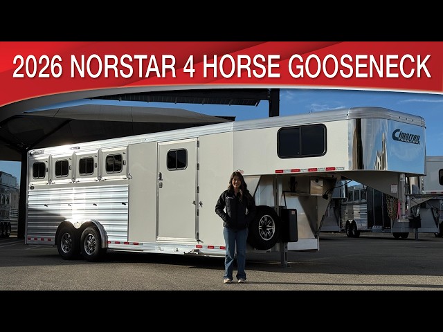 Preview image of 2027 Cimarron Norstar 4 Horse Gooseneck With Rear Folding Tack youtube video