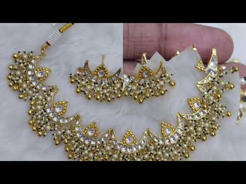 Golden brass pacchi kundan bridal set