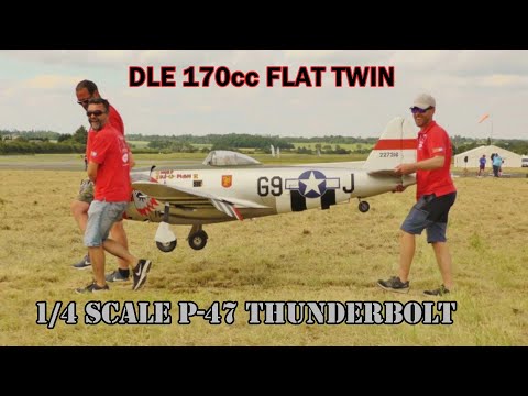 GIANT 1/4 SCALE RC P-47 THUNDERBOLT - DLE 170cc FLAT TWIN PETROL - JOHN AT WS & WS - 2020