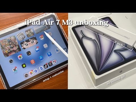 iPad Air 7 M3 unboxing, aesthetic setup + accessories, costumize