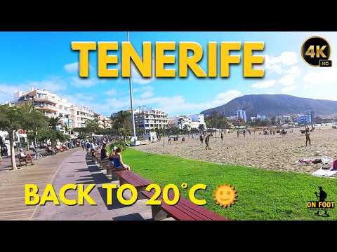 Tenerife - February 20, Lively Promenade, Back to 20°C | Los Cristianos Seafront Walk 4K