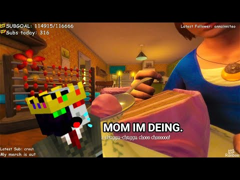 Ranboo chokes from eating cake fed by her mother.