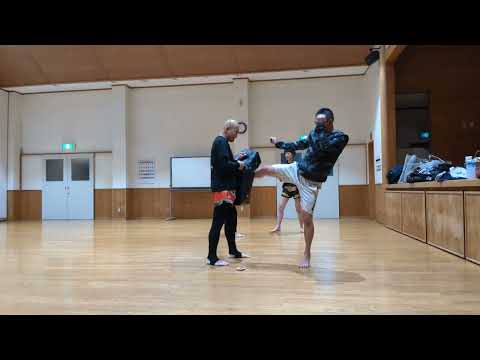 ビッグミットへミドルキック各種蹴り込み。