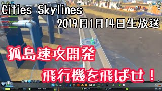【生放送】孤島速攻開発！飛行機飛んだらゴール！-Cities: Skylines【2019年1月14日】
