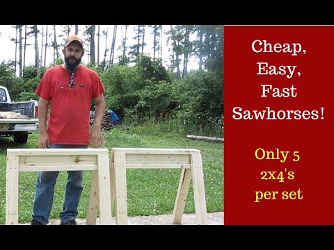 Build a Pair of Simple Sawhorses!  Strong, Cheap, Stackable