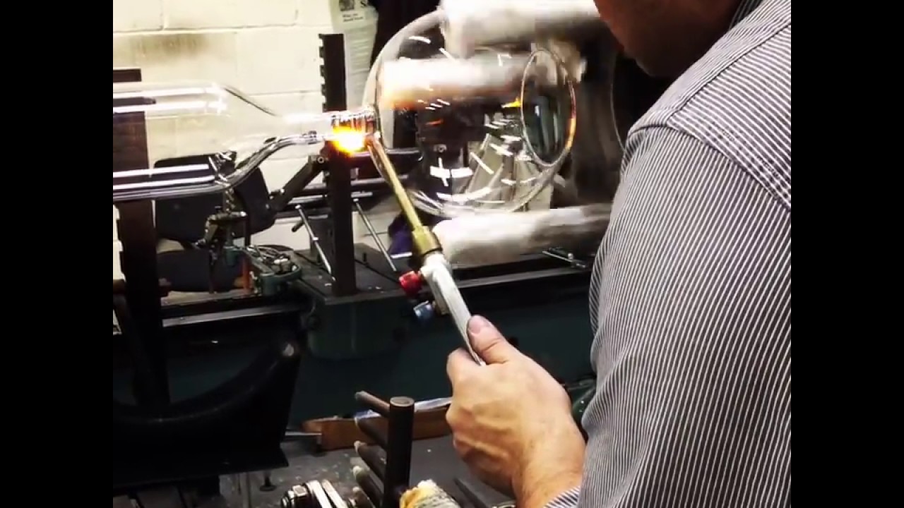 Glass globe pendant light making at Fritz Fryer