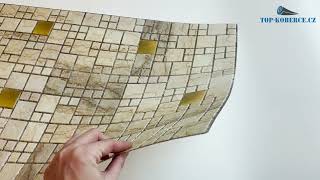 3D obkladový omyvatelný panel PVC Mramor se zlatem (480 x 960 mm)