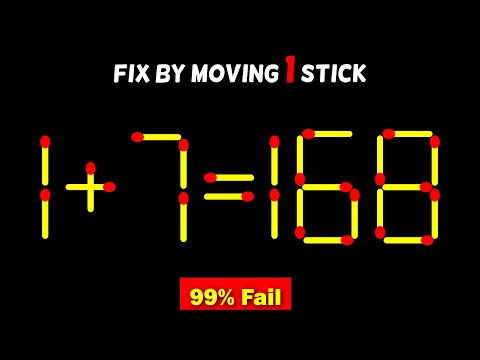 Matchstick puzzle with answer | Math puzzle game | Fix The Equation by moving 1 stick | Improve IQ