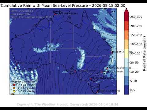 Friday Evening Update - Australian 5-Day Cumulative Rainfall Forecast - 14th/8