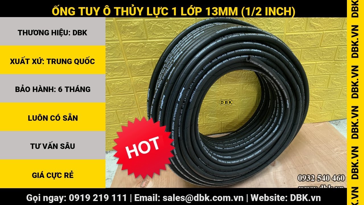 Video Ống tuy ô thủy lực 1 lớp 13mm (1/2 inch) - Ống tuy ô thủy lực 1 lớp 13mm (1/2 inch)