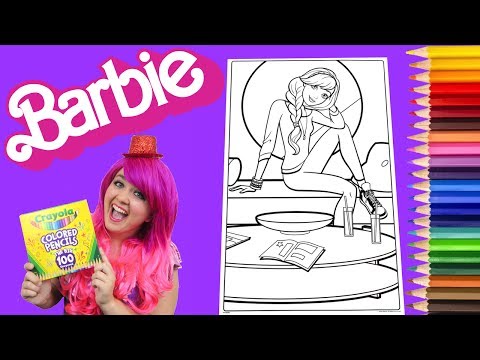 Coloring Barbie GIANT Coloring Book Page Crayola Crayons & Colored Pencil | KiMMi THE CLOWN Video