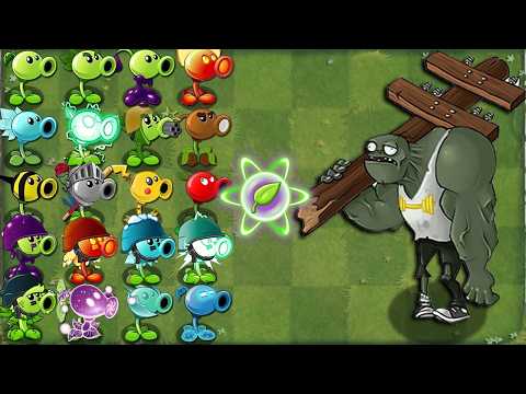 Pvz 2 Challenge - All Pea Plants Max Level POWER-UP vs Gargantuar Zombie - Who Will Win?