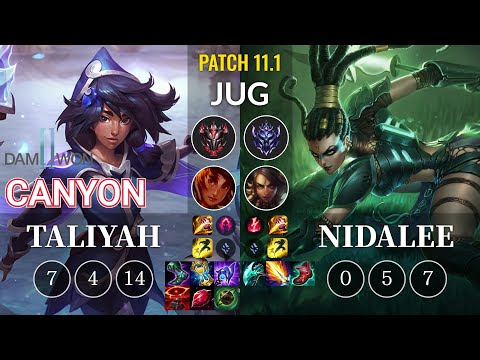DWG Canyon Taliyah vs Nidalee Jungle - KR Patch 11.1