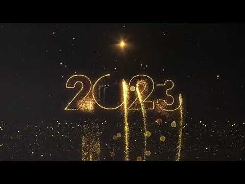 2023 New year animation on Black background - Golden 2023 Happy new year greeting