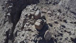 Aerial view of the tree between two boulders