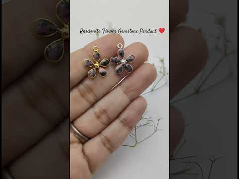 925 Sterling Silver Rhodonite Flower Charm Pendant For Jewelry Accessories