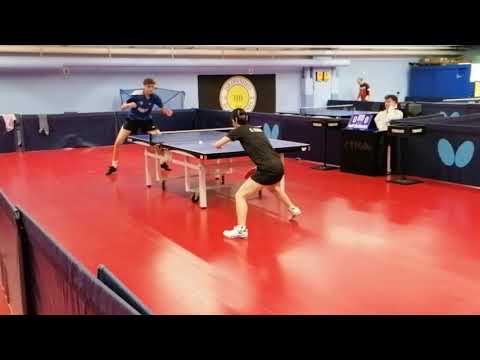 Juniorliga(P2)/8.SINGLE/1.SÆT // CPH - Hvidovre 1 vs.  OB Bordtennis 2, Chelinda imod Gustav