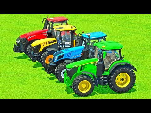 NEW HOLLAND vs JOHN DEERE vs JCB vs MASSEY FERGUSON ON THE GARAGE !Farming Simulator 22