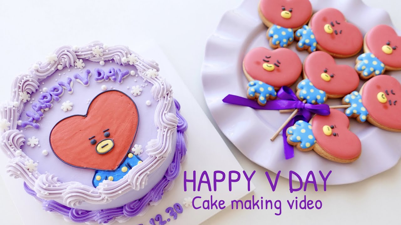 HAPPY V DAY💜Cake making video | センイルケーキ🎂