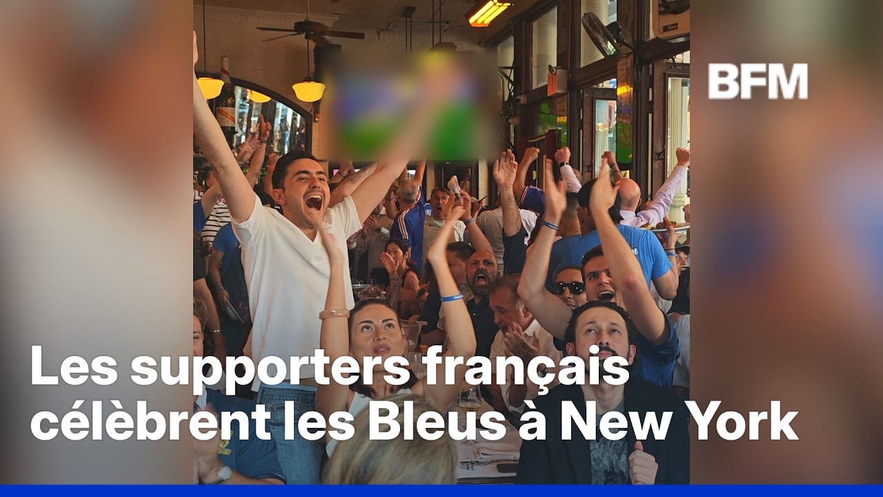 Mondial: les supporters français célèbrent la victoire des Bleus dans les bars new-yorkais