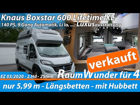 Verkauft! - Knaus Boxstar 600 Lifetime XL - 2020 - Platz für 4 - Luxusausstattung und Automatik