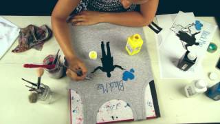 DIY Custom hand painted t-shirt by Jessica VALOISE (ex-KhaciJay) | Black Moz