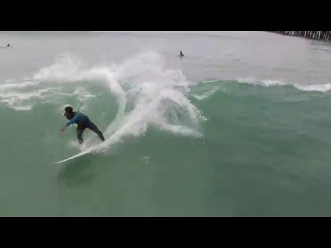 Drone footage of surfers at Oceanside