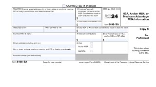 IRS Form 5498-SA walkthrough (HSA, Archer MSA, or Medicare Advantage MSA Information)