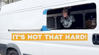 Installing New Windows in My RAM Promaster | First Time Cutting Metal - Yikes!