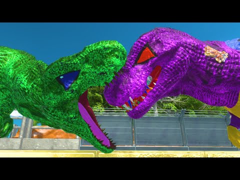 GREEN ALIENT-REX DEATH RUN WITH HP BAR JUNGLE-Animal Revolt Battle Simulator