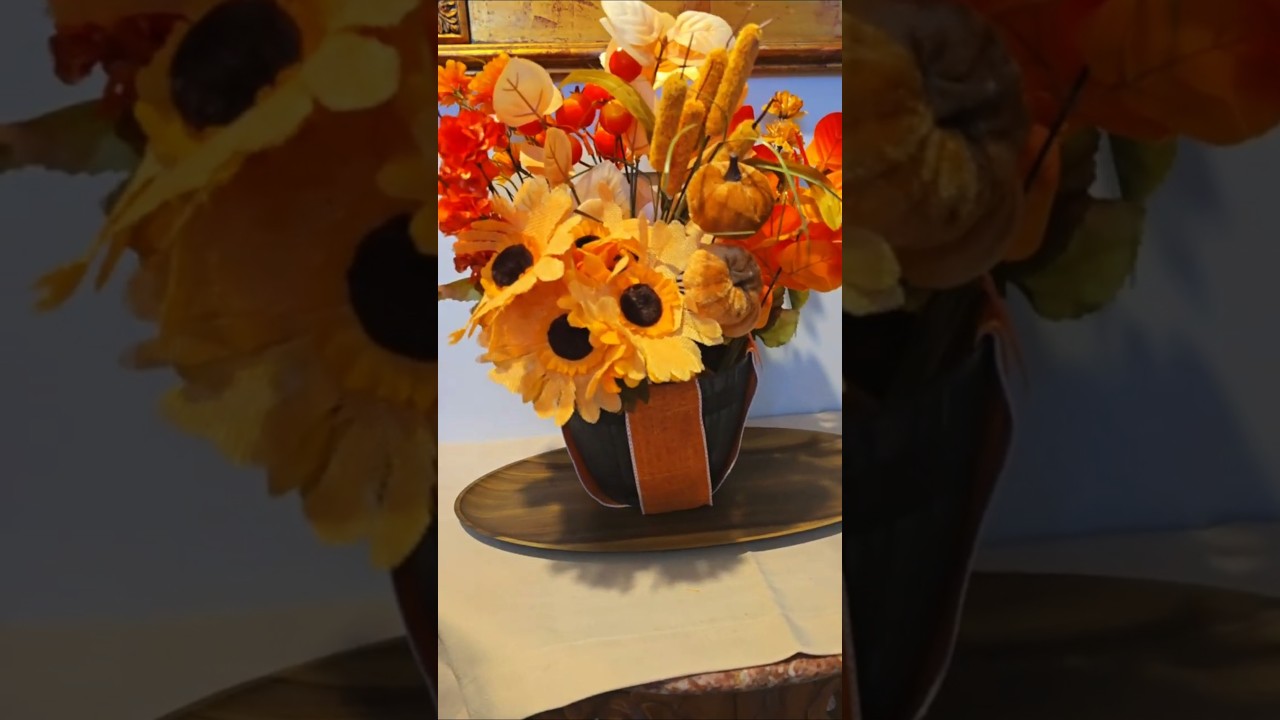 DIY Fall Floral Centerpiece  From #dollartree #dollartreefinds #falldecorideas #shorts  #easydiy