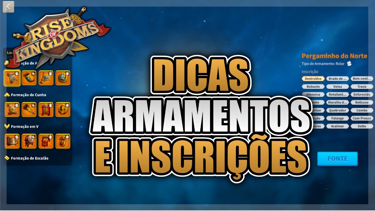 DICAS PARA MELHORAR SEUS ARMAMENTOS | ANALISANDO INSCRIÇÕES - RISE OF KINGDOMS
