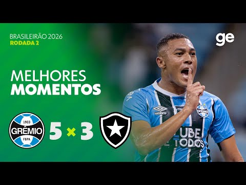 Gols e lances de Grêmio x Botafogo