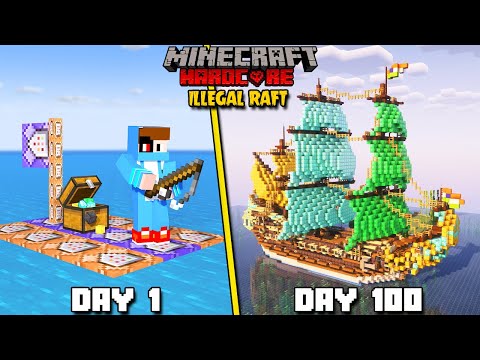 Minecraft Hardcore: Surviving 100 Days ILLEGAL RAFT (FULL MOVIE)