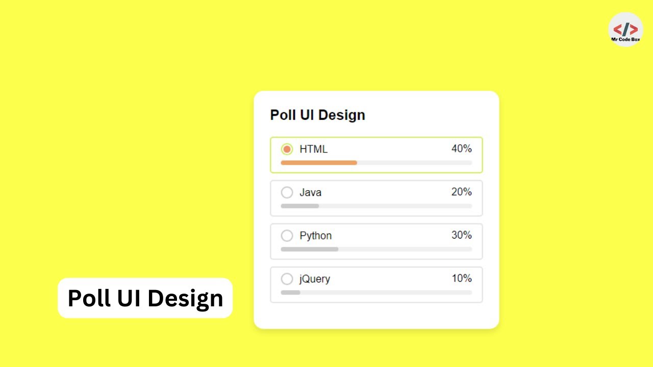 How to Create Poll UI Design using HTML CSS & JavaScript