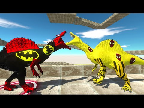 SPIDERMAN SPINOSAURUS DEATH FALL - Animal Revolt Battle Simulator