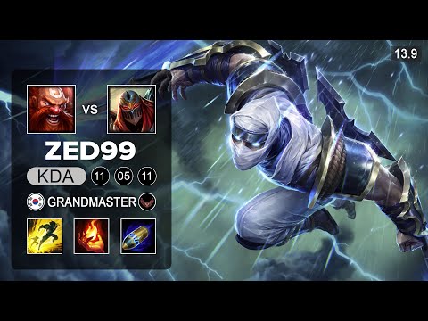 ZED99 Zed vs Gragas Mid - KR Grandmaster - Patch 13.9 Season 13