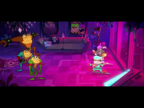 Battletoads HUD during combat showing key indicators spread across corners, used to document readability risk while fighting 2