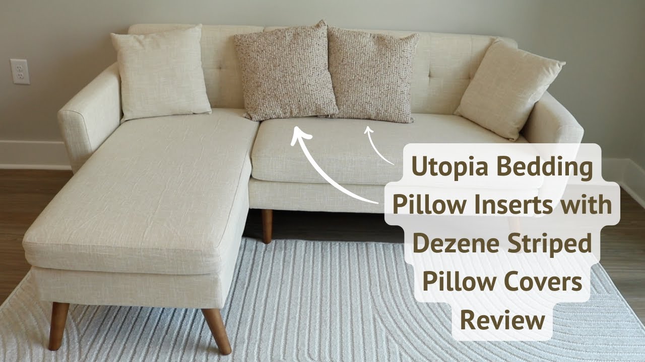 Utopia Bedding Pillow Inserts and Dezene Striped Throw Pillow Covers | Review