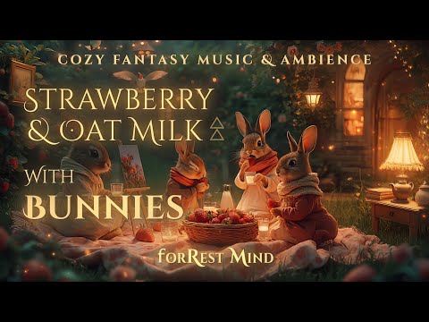 Strawberry & Oat Milk Whimsical Picnic with Bunnies • FairyTale Forest Ambience & Soft Fantasy Music