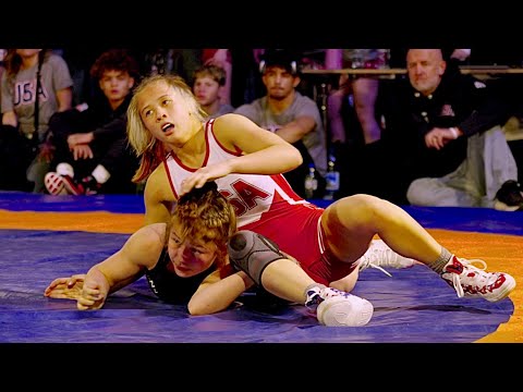 World vs Europe. U15+U17 Peggy Dean vs Tereza Tkachyshyn 50kg. Womens girls wrestling. B-cam-man