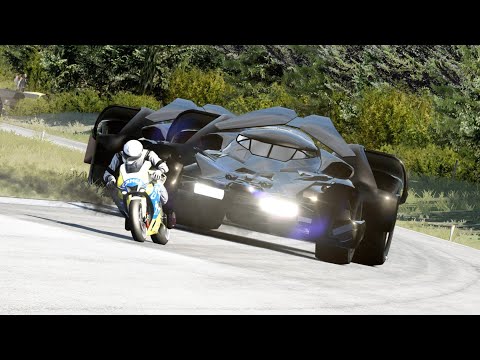 Yamaha R1M vs Batmobile Justice League vs Batman Arkham Knight vs Hypercars at Old SPA