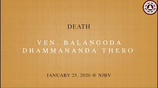 Dhamma Talk 3 (Death) - Balangoda Dhammananda Ther