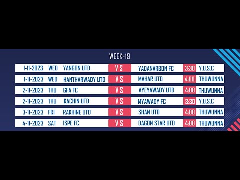 (LIVE)MNL(U-20)YOUTH LEAGUE 2024 (WEEK-23) Yadanarbon FC (Blue)VS Ayeyawady United FC (Red)