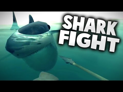 SHARK FIGHT WITH NO RAFT!!