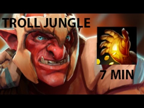 Troll Warlord jungle farming 7min MIDAS, DOTA2 - 7.02