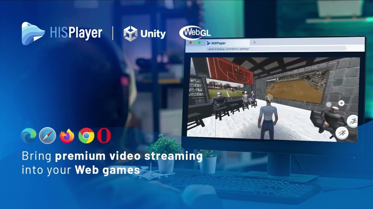 Unity video player for WebGL games and metaverses