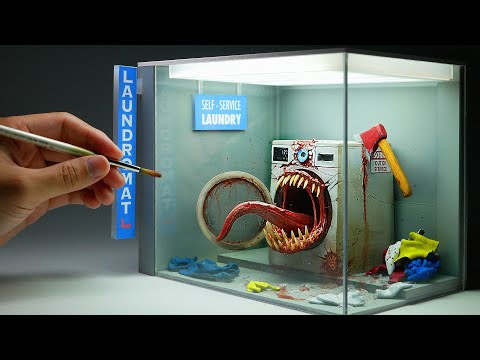 How to make The Scariest Washing Machine in the Laundromat Diorama