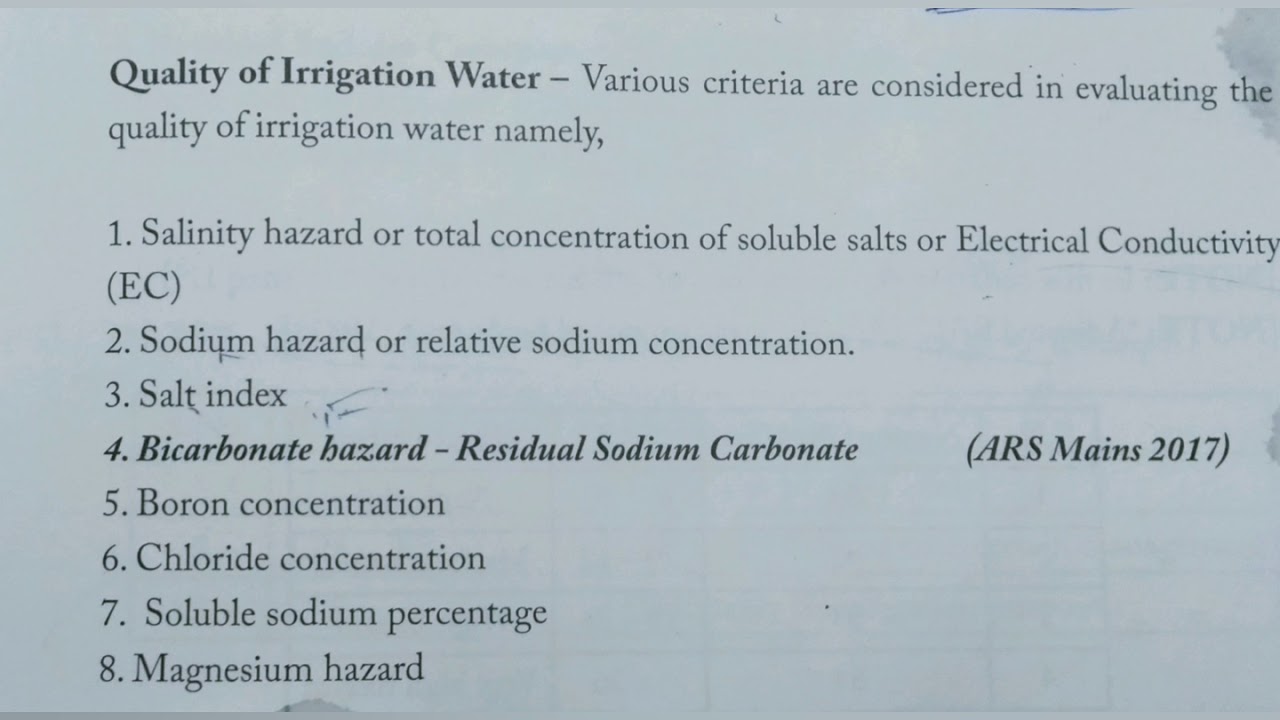 Irrigation water quality assessment