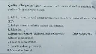 Irrigation water quality assessment
